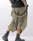 【Primordial is Primitive】 UNISEX ASYMMETRY COTTON PANTS 722AL_MILITARY