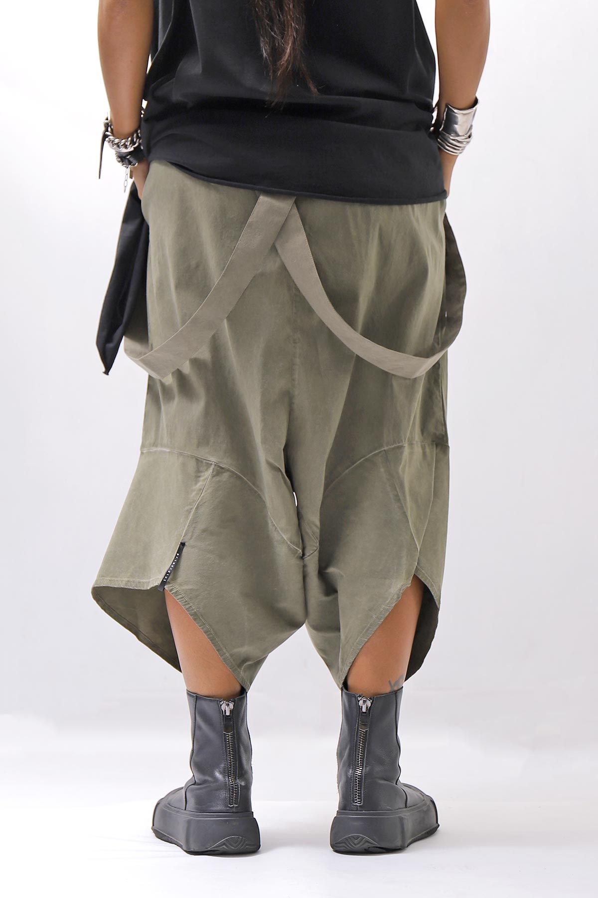 【Primordial is Primitive】 UNISEX ASYMMETRY COTTON PANTS 722AL_MILITARY