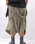 【Primordial is Primitive】 UNISEX ASYMMETRY COTTON PANTS 722AL_MILITARY