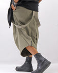 【Primordial is Primitive】 UNISEX ASYMMETRY COTTON PANTS 722AL_MILITARY