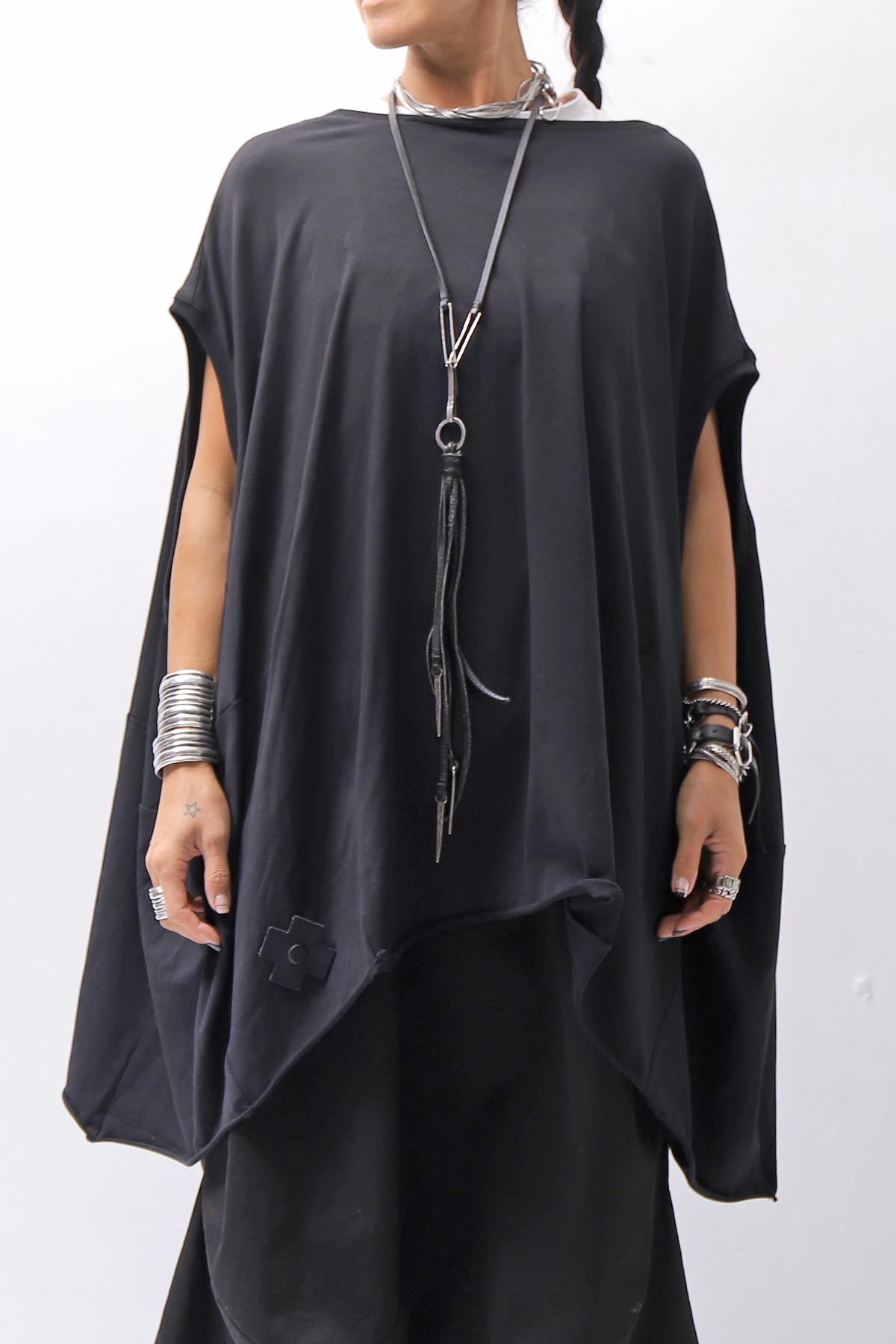 【PLÜ】 OVER SIZED COTTON STRETCH TOP 5019_BLACK