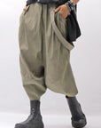 【Primordial is Primitive】 UNISEX ASYMMETRY COTTON PANTS 722AL_MILITARY