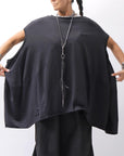 【PLÜ】 OVER SIZED COTTON STRETCH TOP 5019_BLACK