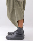 【Primordial is Primitive】 UNISEX ASYMMETRY COTTON PANTS 722AL_MILITARY
