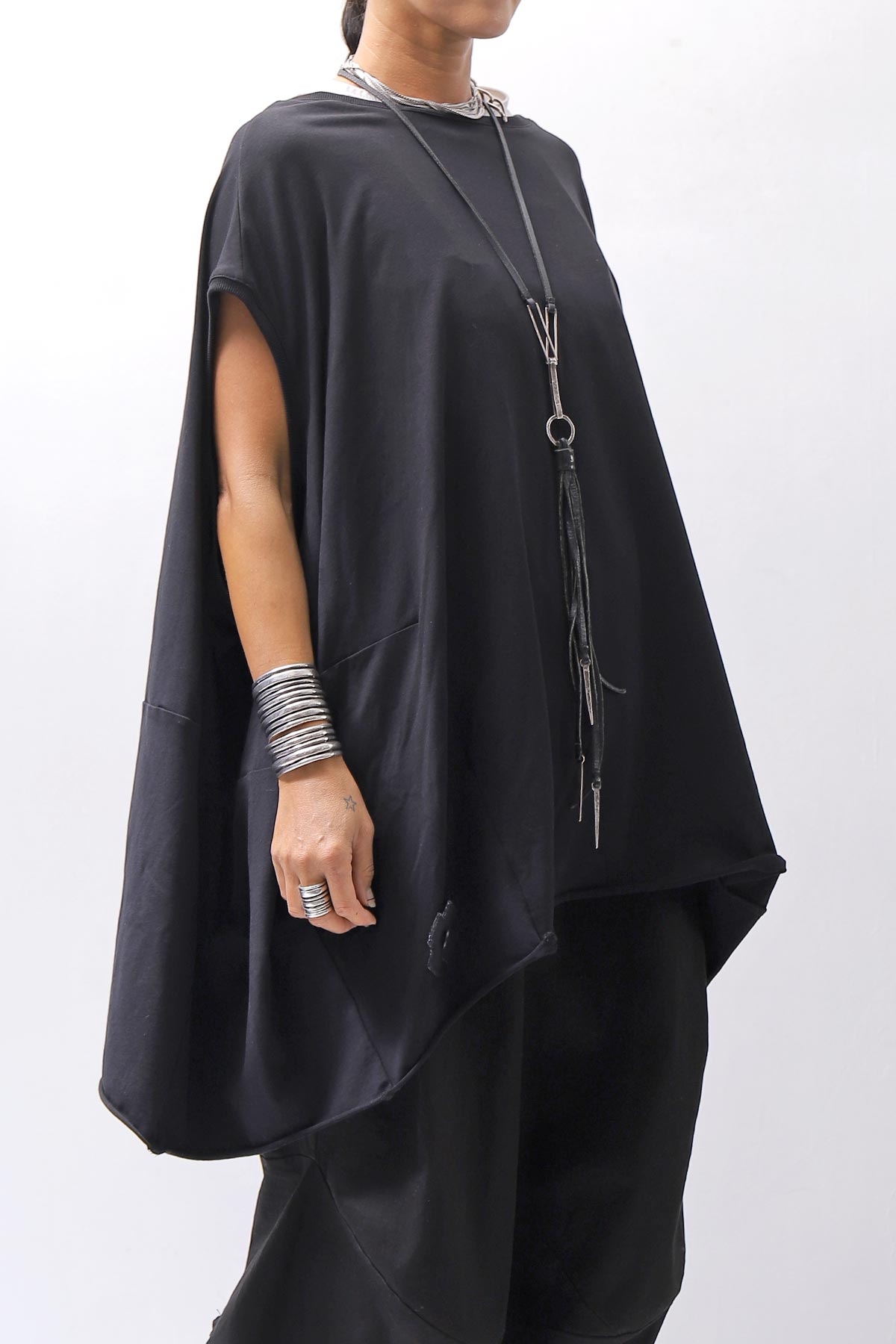 【PLÜ】 OVER SIZED COTTON STRETCH TOP 5019_BLACK