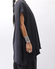【PLÜ】 OVER SIZED COTTON STRETCH TOP 5019_BLACK