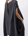 【PLÜ】 OVER SIZED COTTON STRETCH TOP 5019_BLACK