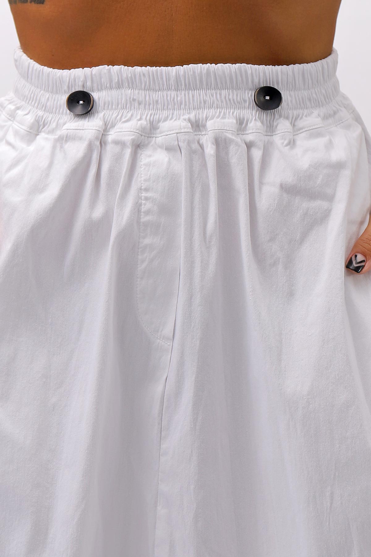 【Primordial is Primitive】 UNISEX ASYMMETRY COTTON PANTS 722AL_WHITE