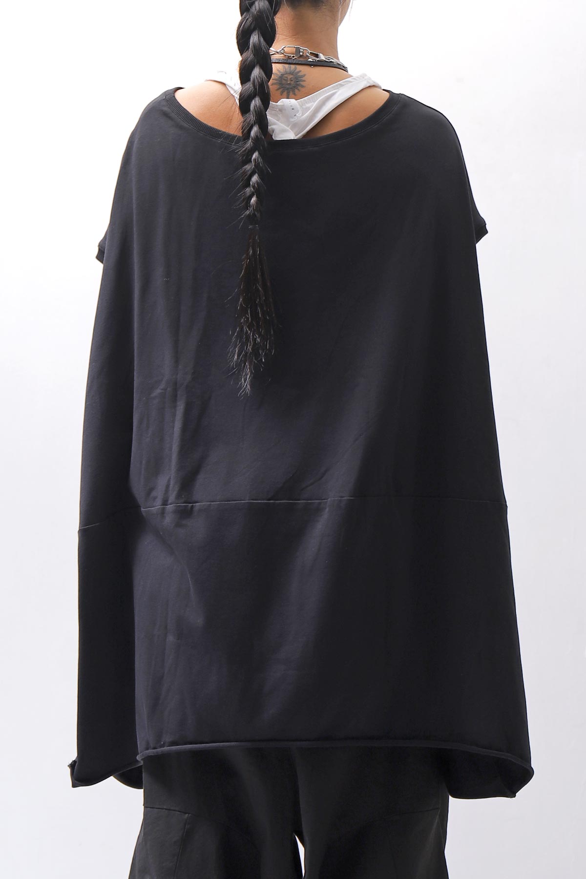【PLÜ】 OVER SIZED COTTON STRETCH TOP 5019_BLACK