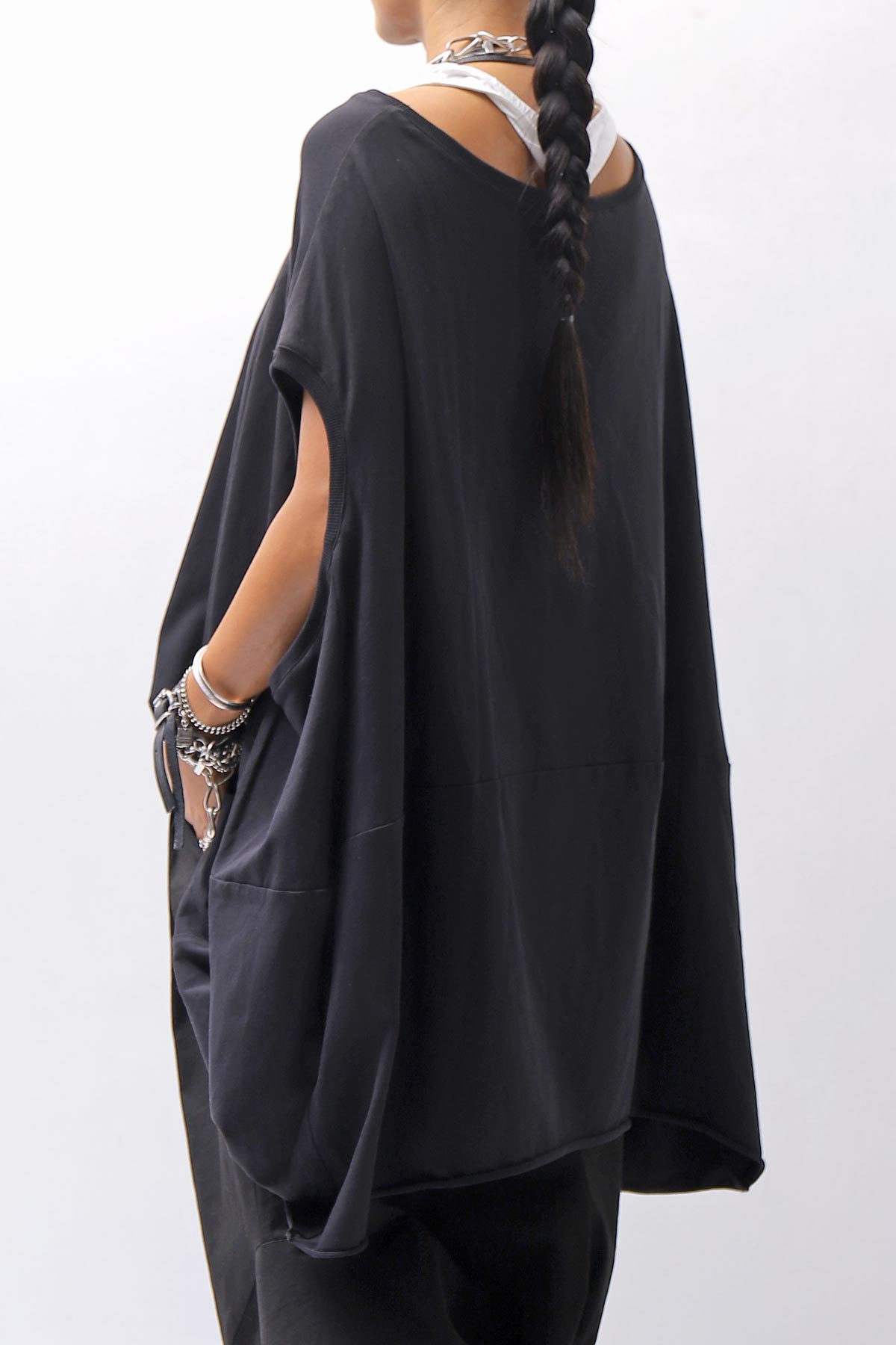 【PLÜ】 OVER SIZED COTTON STRETCH TOP 5019_BLACK