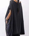 【PLÜ】 OVER SIZED COTTON STRETCH TOP 5019_BLACK