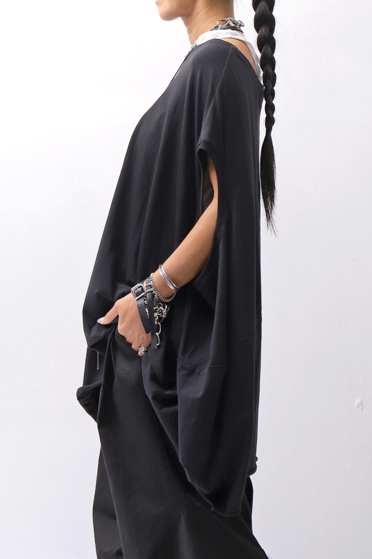 【PLÜ】 OVER SIZED COTTON STRETCH TOP 5019_BLACK