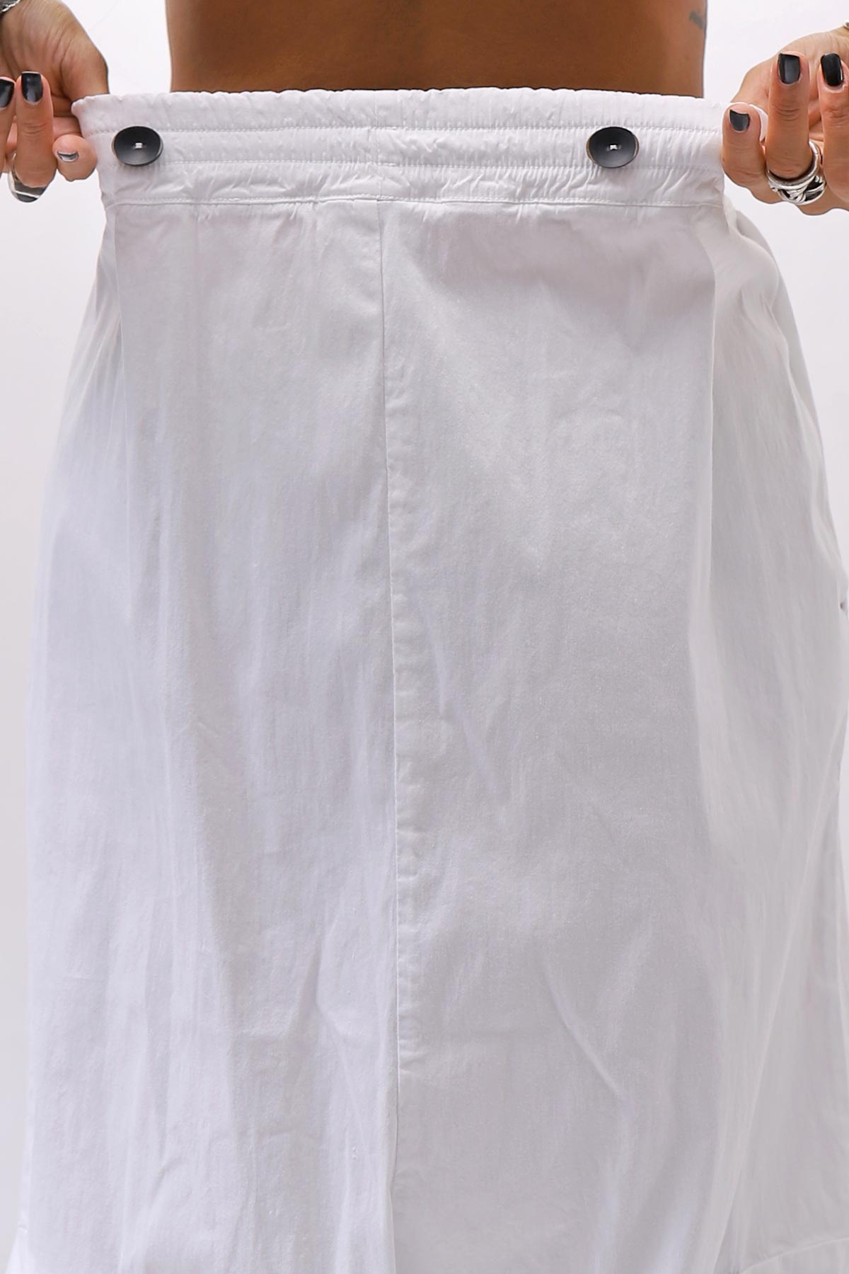 【Primordial is Primitive】 UNISEX ASYMMETRY COTTON PANTS 722AL_WHITE