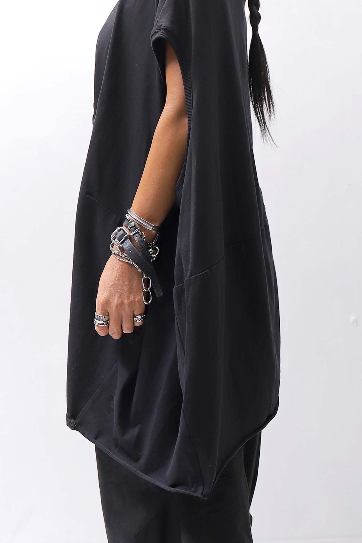 【PLÜ】 OVER SIZED COTTON STRETCH TOP 5019_BLACK
