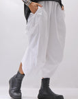 【Primordial is Primitive】 UNISEX ASYMMETRY COTTON PANTS 722AL_WHITE