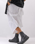 【Primordial is Primitive】 UNISEX ASYMMETRY COTTON PANTS 722AL_WHITE