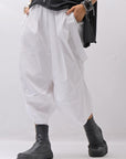 【Primordial is Primitive】 UNISEX ASYMMETRY COTTON PANTS 722AL_WHITE