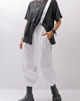 【Primordial is Primitive】 UNISEX ASYMMETRY COTTON PANTS 722AL_WHITE