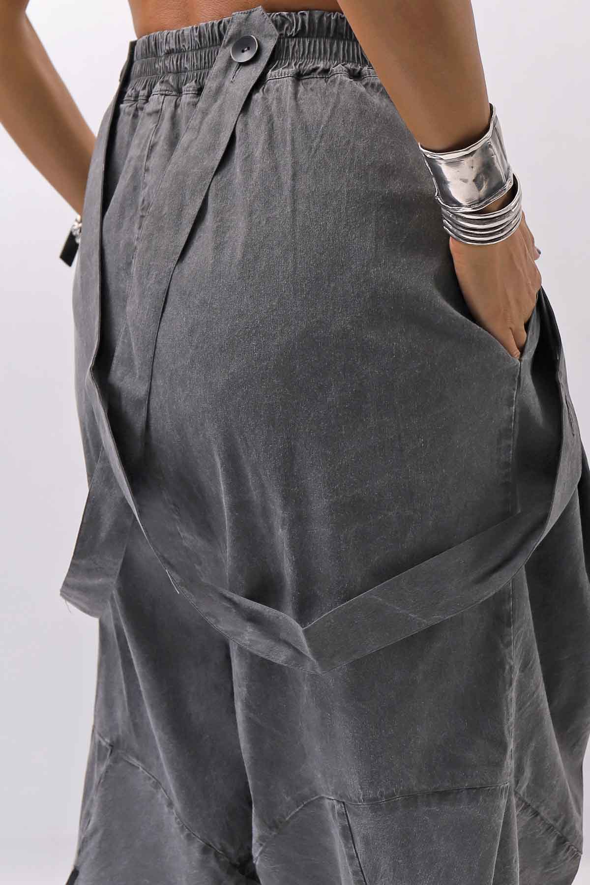 【Primordial is Primitive】 UNISEX ASYMMETRY COTTON PANTS 722AL_GREY WASH
