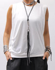【NOSTRASANTISSIMA】 SIDE TACK SLEEVE-LESS TOP TS02_WHITE