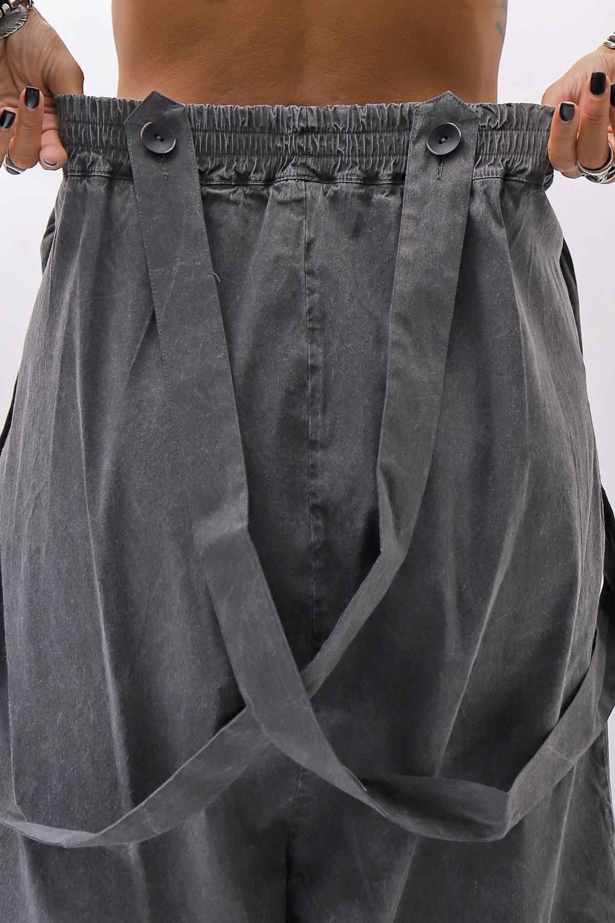 【Primordial is Primitive】 UNISEX ASYMMETRY COTTON PANTS 722AL_GREY WASH