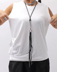 【NOSTRASANTISSIMA】 SIDE TACK SLEEVE-LESS TOP TS02_WHITE