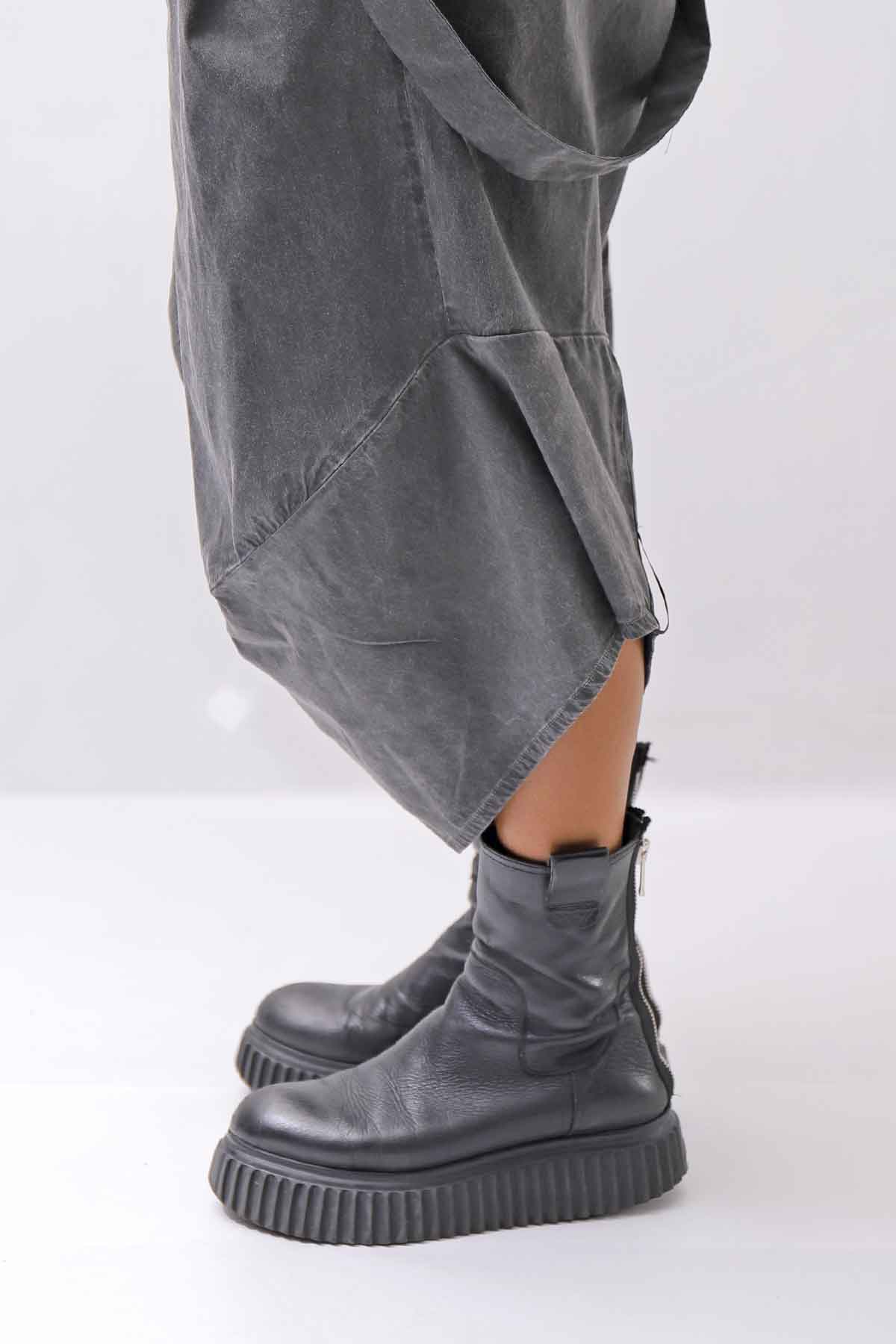 【Primordial is Primitive】 UNISEX ASYMMETRY COTTON PANTS 722AL_GREY WASH