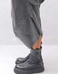 【Primordial is Primitive】 UNISEX ASYMMETRY COTTON PANTS 722AL_GREY WASH