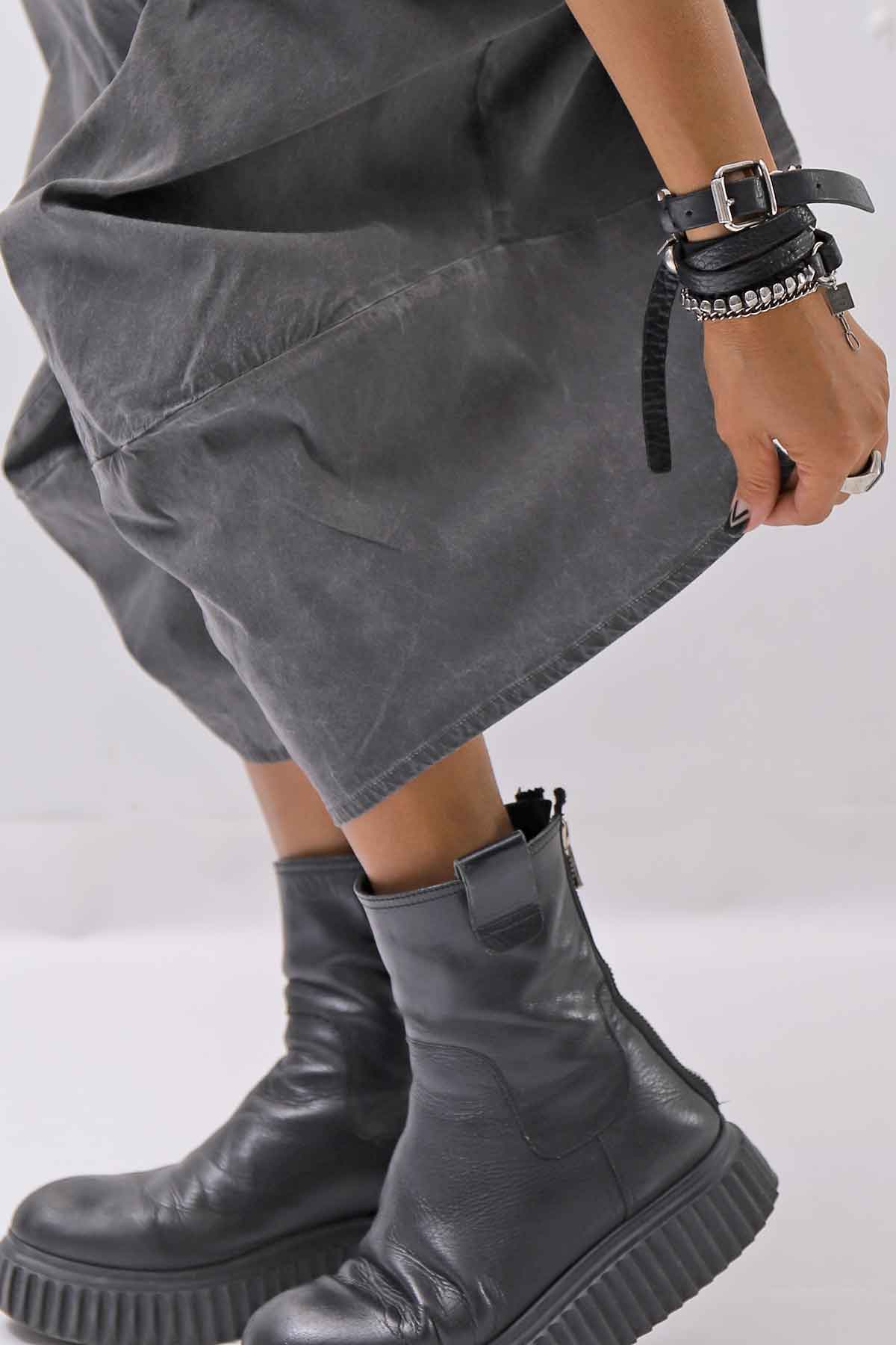 【Primordial is Primitive】 UNISEX ASYMMETRY COTTON PANTS 722AL_GREY WASH