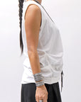 【NOSTRASANTISSIMA】 SIDE TACK SLEEVE-LESS TOP TS02_WHITE