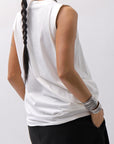 【NOSTRASANTISSIMA】 SIDE TACK SLEEVE-LESS TOP TS02_WHITE