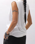 【NOSTRASANTISSIMA】 SIDE TACK SLEEVE-LESS TOP TS02_WHITE