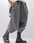 【Primordial is Primitive】 UNISEX ASYMMETRY COTTON PANTS 722AL_GREY WASH