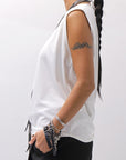 【NOSTRASANTISSIMA】 SIDE TACK SLEEVE-LESS TOP TS02_WHITE