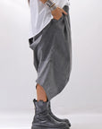 【Primordial is Primitive】 UNISEX ASYMMETRY COTTON PANTS 722AL_GREY WASH