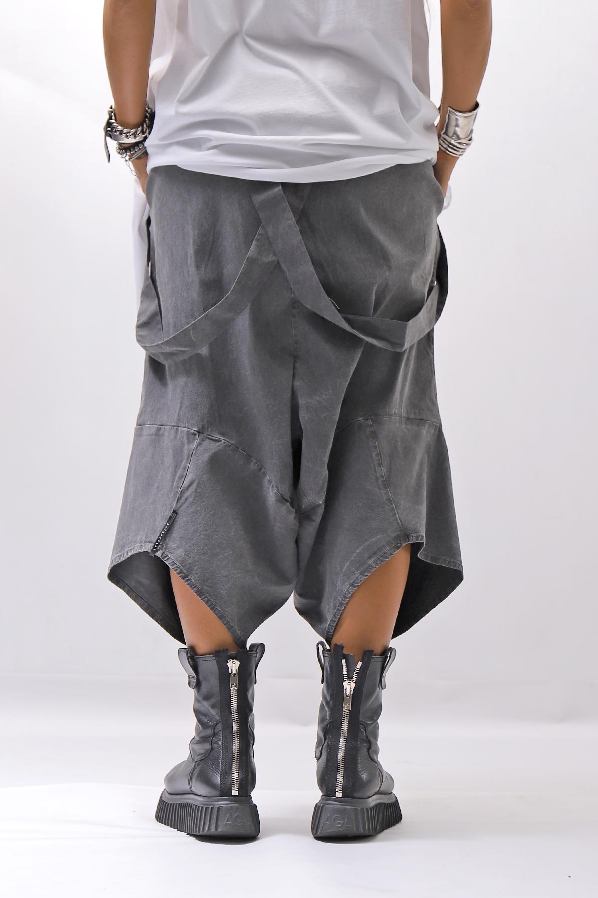 【Primordial is Primitive】 UNISEX ASYMMETRY COTTON PANTS 722AL_GREY WASH