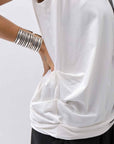 【NOSTRASANTISSIMA】 SIDE TACK SLEEVE-LESS TOP TS02_WHITE