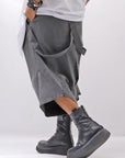 【Primordial is Primitive】 UNISEX ASYMMETRY COTTON PANTS 722AL_GREY WASH