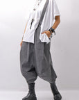 【Primordial is Primitive】 UNISEX ASYMMETRY COTTON PANTS 722AL_GREY WASH