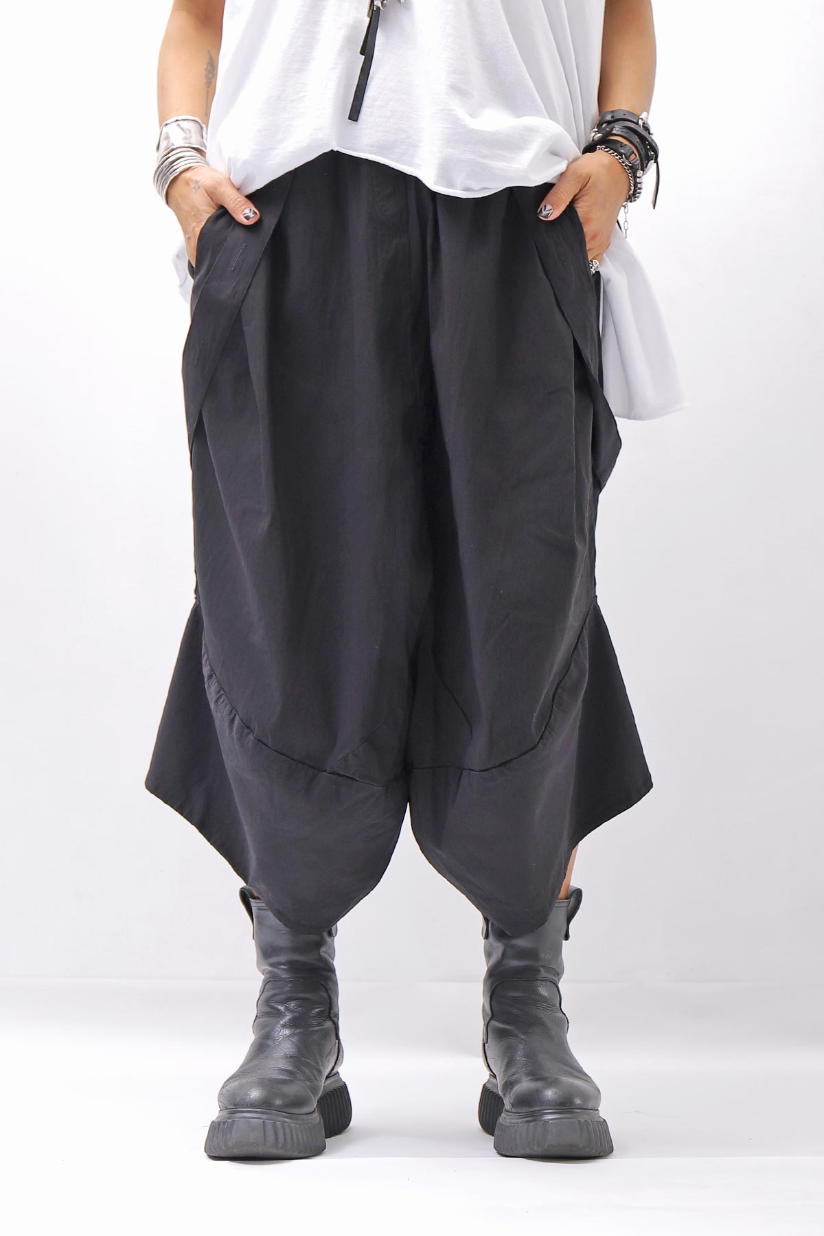 【Primordial is Primitive】 UNISEX ASYMMETRY COTTON PANTS 722AL_BLACK