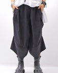 【Primordial is Primitive】 UNISEX ASYMMETRY COTTON PANTS 722AL_BLACK