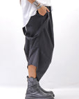 【Primordial is Primitive】 UNISEX ASYMMETRY COTTON PANTS 722AL_BLACK