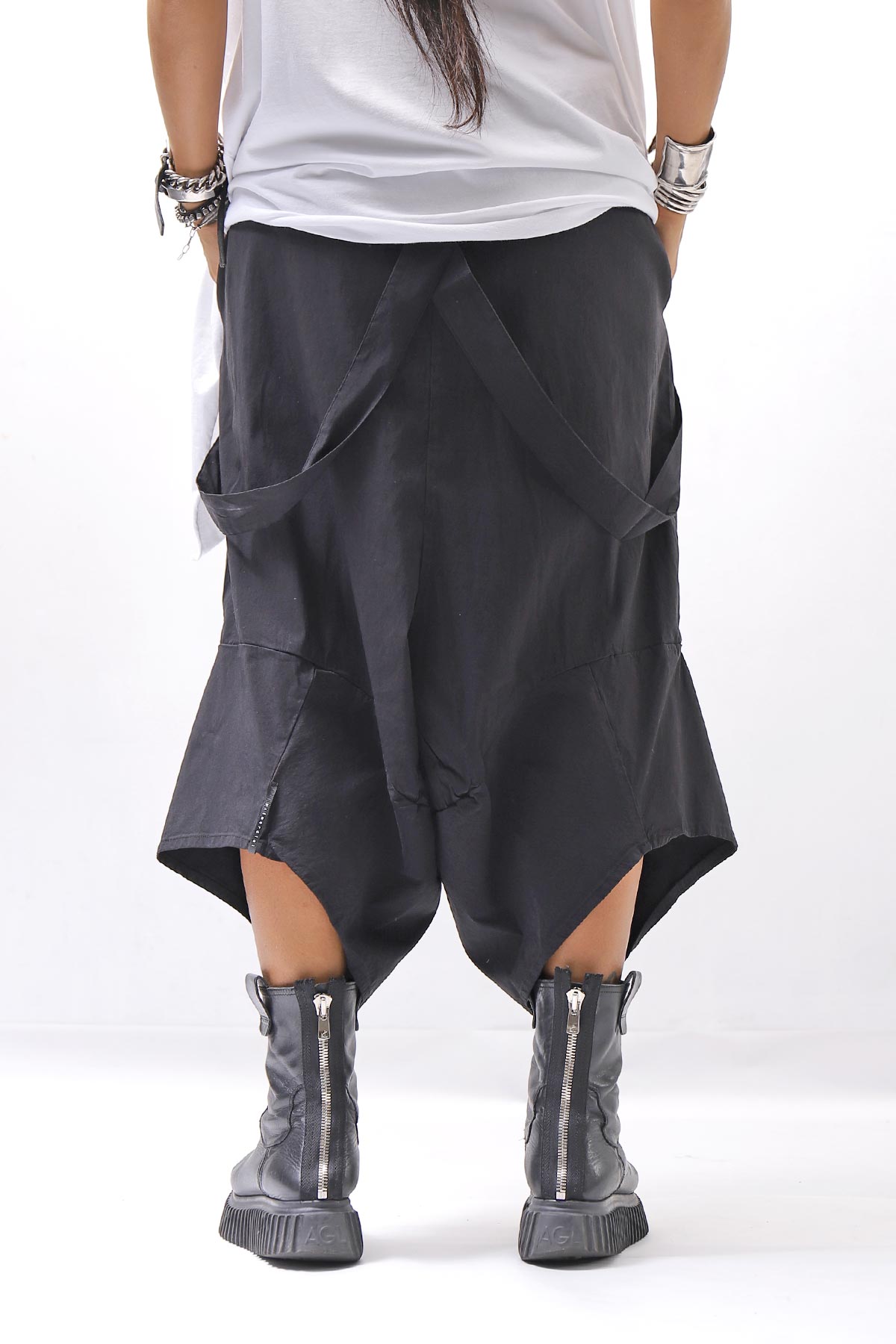 【Primordial is Primitive】 UNISEX ASYMMETRY COTTON PANTS 722AL_BLACK