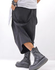 【Primordial is Primitive】 UNISEX ASYMMETRY COTTON PANTS 722AL_BLACK