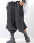 【Primordial is Primitive】 UNISEX ASYMMETRY COTTON PANTS 722AL_BLACK