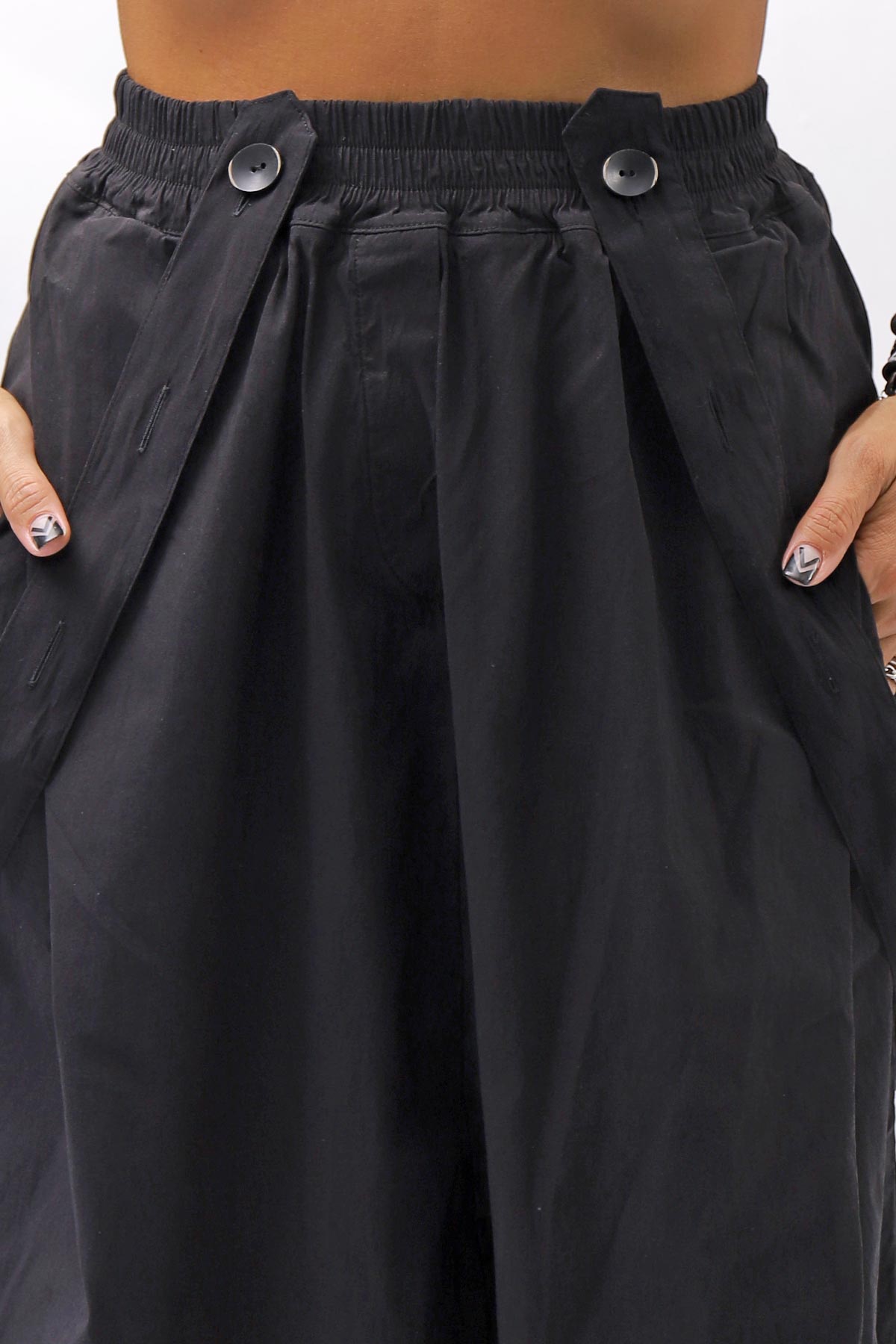 【Primordial is Primitive】 UNISEX ASYMMETRY COTTON PANTS 722AL_BLACK