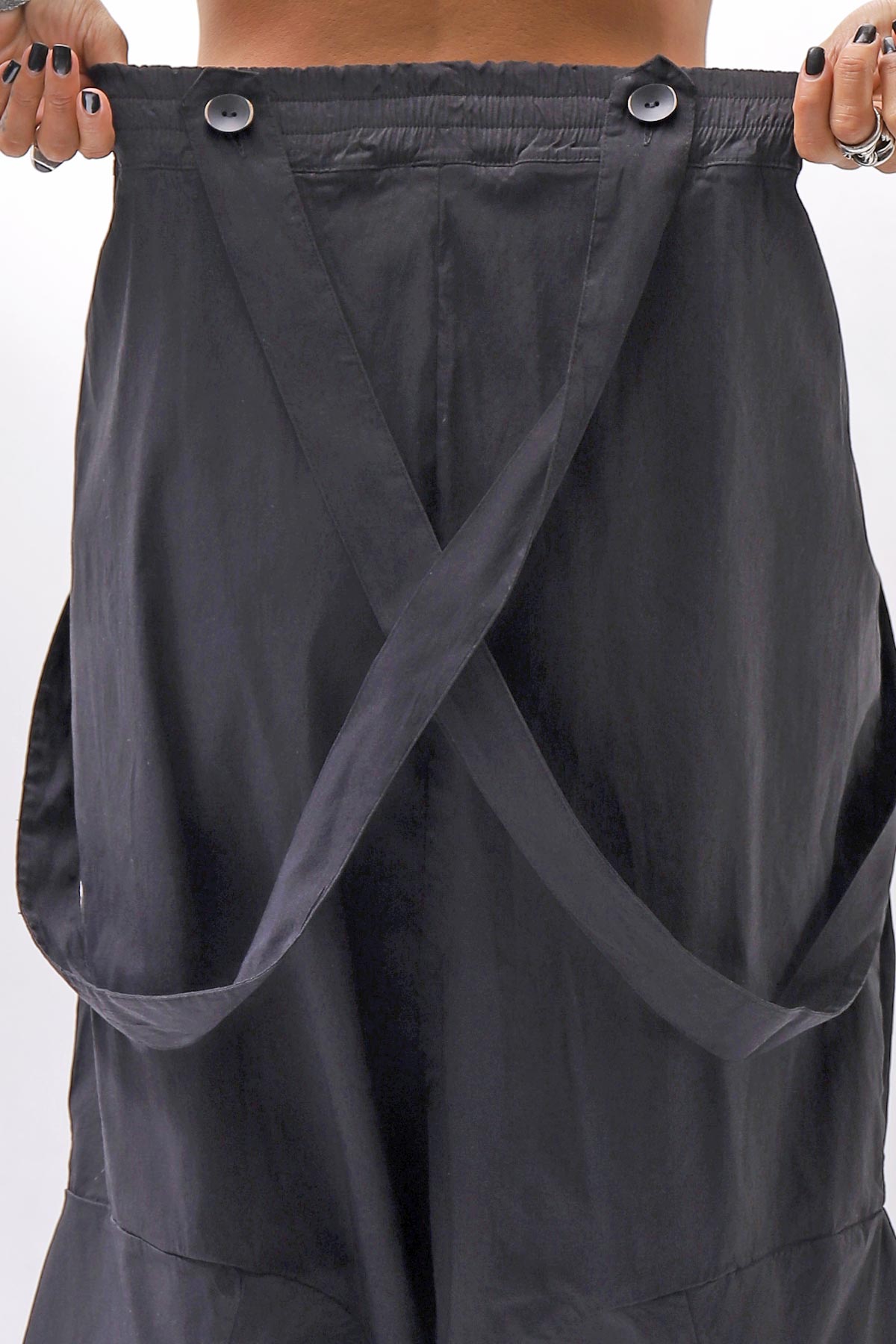 【Primordial is Primitive】 UNISEX ASYMMETRY COTTON PANTS 722AL_BLACK