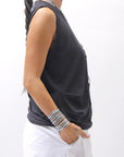 【NOSTRASANTISSIMA】 SIDE TACK SLEEVE-LESS TOP TS02_BLACK