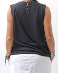 【NOSTRASANTISSIMA】 SIDE TACK SLEEVE-LESS TOP TS02_BLACK
