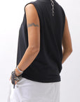 【NOSTRASANTISSIMA】 SIDE TACK SLEEVE-LESS TOP TS02_BLACK